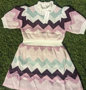 Janie and Jack ruffled collar , short sleeved girls Sweater Dress.